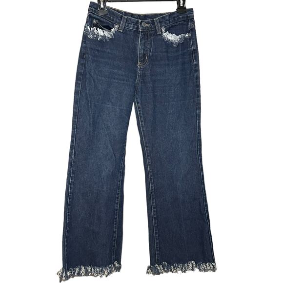 Vintage NY & Co. Dark Wash Denim‎ Distressed Flared Jeans Size 6P - Picture 1 of 7